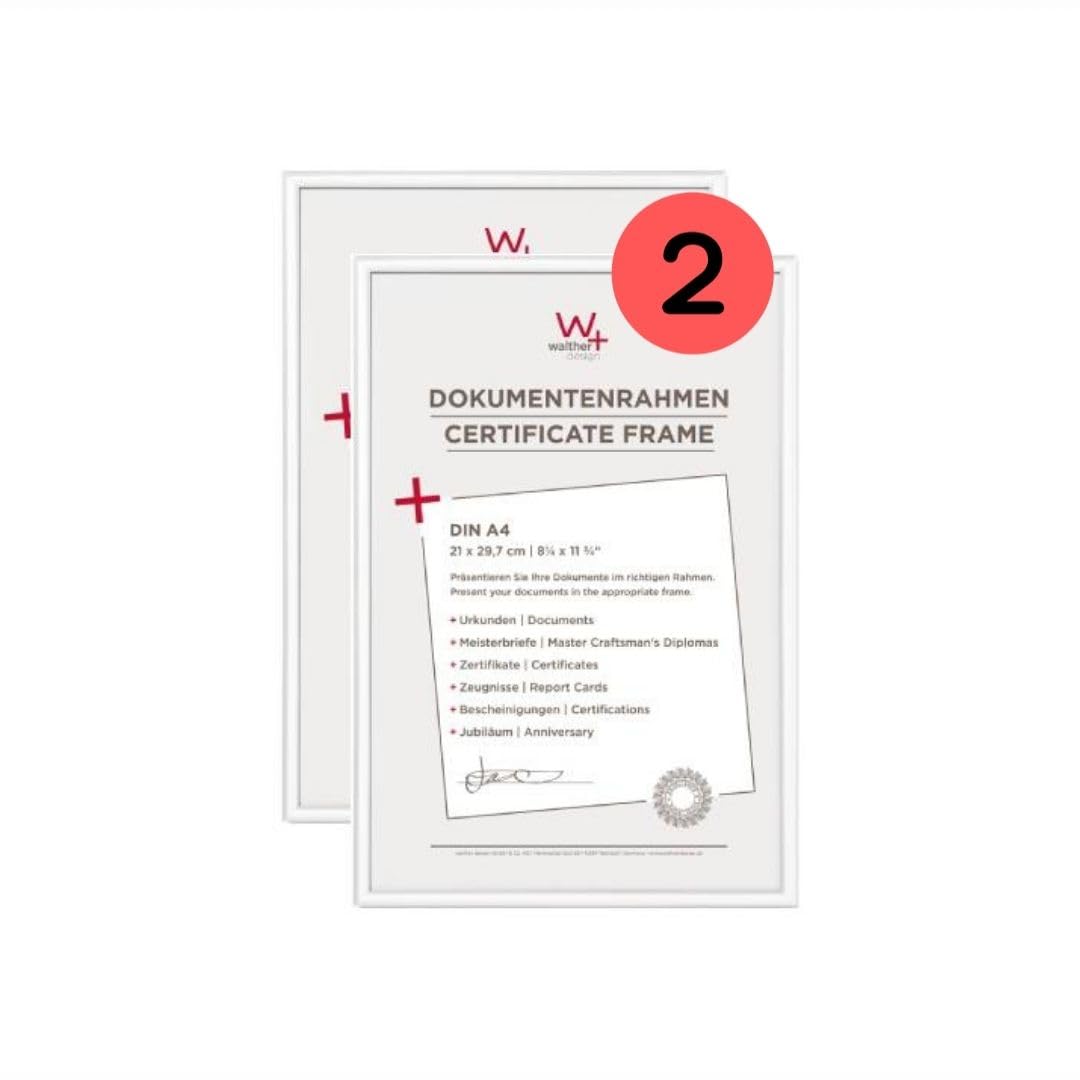 walther Design Picture Frame White 21 x 29,7 cm (DIN A4) Twin Pack, New Lifestyle Plastic Frame KV130WD