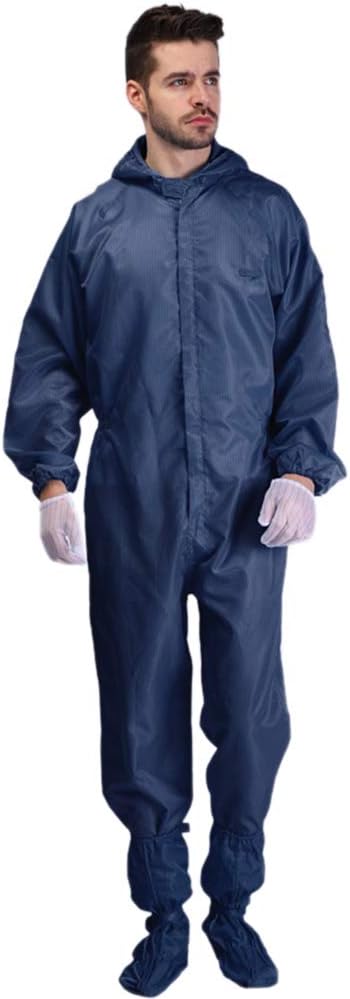 Coveralls Suit Washable Isolation Gown with Hood, Waterproof Anti-Static Protective Overalls Navy 3X