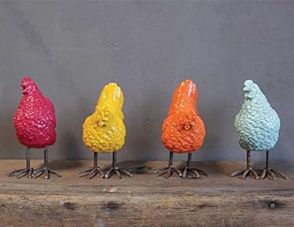 Amazoncom Creative Co Op Colorful Resin Chicken Figurine With