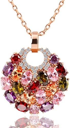 Women’s Round Shaped White Gold Plated Pendant Fashion Necklace Jewelry