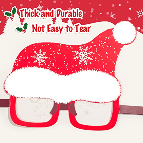 3 otters Christmas Paper Eyeglasses, 12PCS Xmas Paper Glasses Frames Funny Party Eyewear for Kids Adults Christmas Party Favors