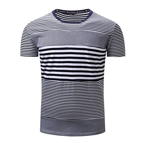 Click Here to See More Images NREALY Men Striping Casual Button Letter Pullover Short Sleeve T-shirt Top Blouse Vest(Small, Blue)