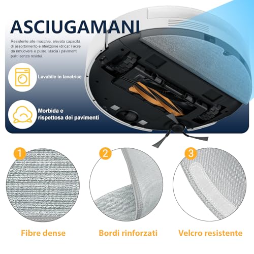 Vacuum Cleaner Accessories for DREAME D20/D20 Pro Plus, 1 Main Brush, 2 Filters, 3 Dust Bags, 4 Wipes, 5 Side Brushes, D20 Pro Plus Replacement Parts 17pcs | 1 Spazzola Principale, 2 Filtri, 3 Sacchetti Per La Polvere, 4 Salviette, 5 Spazzole Laterali, D20 Pro Plus Pezzi Di Ricambio