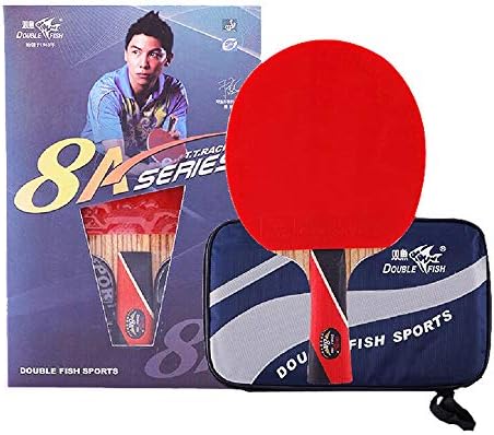 Double Fish 8A-C Performance-Level Ping Pong Paddle for Advanced Player Table Tennis Racket with Carbon Fiber Layer, Case Included