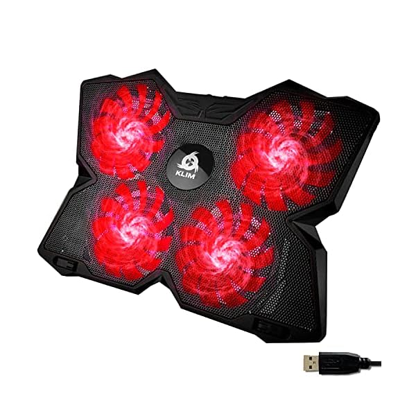 KLIM-Wind-Laptop-Cooling-Pad-The-Most-Powerful-Rapid-Action-Cooling-Fan-Laptop-Stand-with-4-Cooling-Fans-at-1200-RPM-USB-Fan-Compatible-New-2020-Version-Black KLIM Wind Laptop Cooling Pad - More than 500 000 units sold - NEW 2023 - The Most Powerful Rapid Action Cooling Fan…