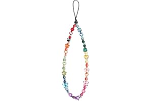 LIANXUE Phone Strap Lanyard With Butterfly Rainbow Beaded Chain for Girls - Acrylic Wrist Strap