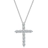 Rnivida 925 Sterling Silver Cubic Zirconia Cross Pendant Necklace for Women