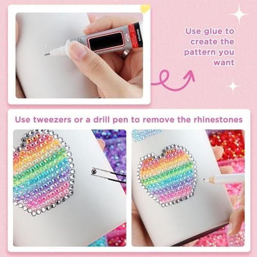 40000Pcs 40 Colors Resin Jelly Rhinestones Kit for Bedazzling, DIY Bulk Resin Gems Set, Flatback Gem for Crafting with 3 Pcs 10ml Jewelry Glue, Multicolor 3mm Flatback Gems for Diamond Art Nail Art