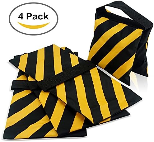 4 Pack Sandbag Heavy Duty Saddlebag Design for Photography Light Stands Boom Arms Tripods by SPURBO SPORTS (Yellow)
