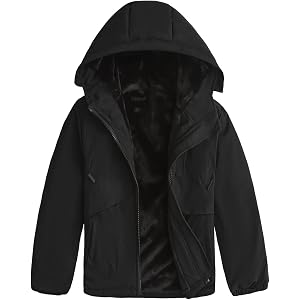 HOOD CREW Kids Boys Winter Jackets Thicken Warm Fleece Lined Outerwear Coats Water-repellent Ski Jackets with Hood