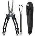 PLUSINNO Fishing Pliers Stainless Steel Mix with Titanium Carbo-Nitride Coating Hook Removers, Braid Cutters Saltwater Split Ring Fishing Tool with Sheath and Lanyard