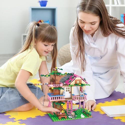 Uniiking® Tree House Building Set Compatible with Le-go Friends, 504 PCS Forest House Building Kit Birthday Gift for Kids Girls Boys Age 6+ Years