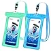 MoKo Floating Waterproof Phone Pouch [2 Pack], Floatable Phone Case Dry Bag with Lanyard Compatible with iPhone 14 13 12 11 Pro Max X/Xr/Xs/SE 3, Samsung S21/S10/S9/S8, Green+Blue