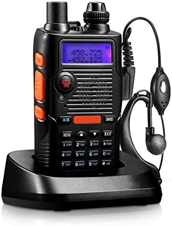 Two Way Radio 8 Watt 2800mAh Rechargeable Large Battery FCC Dual Band VHF 136-174MHz UHF 400-520MHz Long Range Water Resistant 128 Channels Walkie Talkie Earpiece Full Kit (Upgraded 2800mAh)