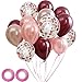 FUNPRT Burgundy Silver Rose Gold Latex Balloon and Rose Gold Confetti Balloons,50 Count,12 inch