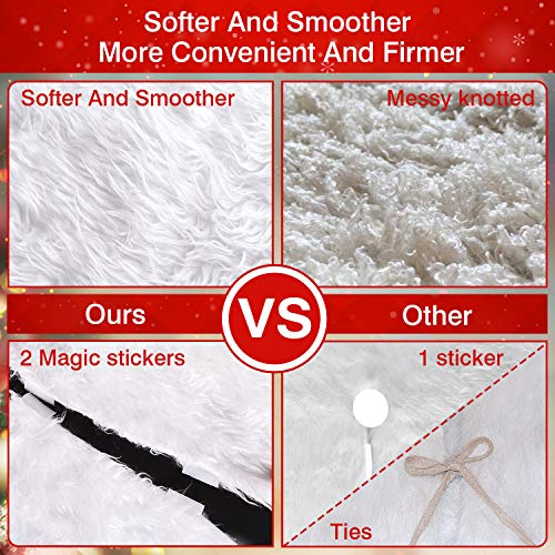 Joyjoz Christmas Tree Skirt, Small/Large White Christmas Tree Skirt (30 Inch) with 48 PCS Stickers，Luxury Faux Fur for Christmas Decorations Holiday, Xmas Ornaments - Thumbnail 3