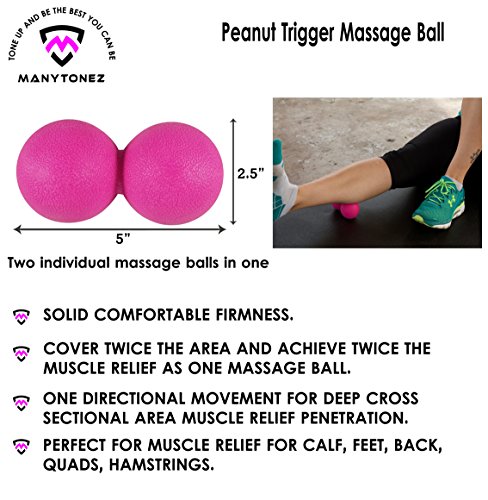MANYTONEZ Deep Tissue Massage Ball Set - Includes 5" Weighted (1.3lb) Medicine Massage Ball, Peanut Lacrosse Ball, Spiky Massage Ball - For Trigger Point Therapy, Myofascial Release - Thumbnail 3