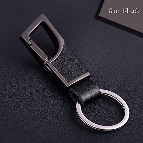 Xiaopangzi Creative Car Key Chain PU Leather Key Rings for Men (Gun Black)