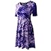 Zero City Women's Short Sleeve Casual Tie Dye Cotton Swing Tunic T-shirt Dresses Large Ze2010_purple