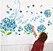 Amaonm Removable DIY Romantic Blue Hydrangea Flowers Flower Vines Butterfly Wall Decals Home Art Decor Stickers Murals Peel Stick for Tv Background Living Room Baby Kids Girls Bedroom