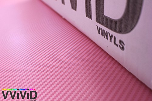 VVIVID XPO Pink Carbon Fiber Car Wrap Vinyl Roll with Air Release Technology (1ft x 5ft)