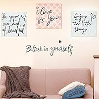 4 Set-Believe in Yourself-Be Your Own Kind of Beautiful-Enjoy the Little Things-PS. I Love You-Inspirational Quotes Wall Decals Vinyl Wall Stickers for Girls Women Bedroom Living Room Home Decor