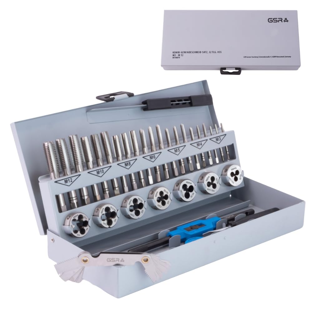 Profi 32pcs. Kombi Set, M3-M12, HSS-G, GSR, Hand Tap, Round die