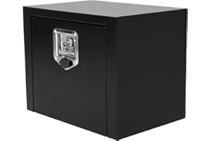 confote Black Steel Underbody Truck Tool Box with T-Handle Lock,Heavy Duty Truck Tool Box Truck Storage Organizer Tool Box Chest For Storage Smooth Surface,Waterproof-18"x 12"x 14" inch