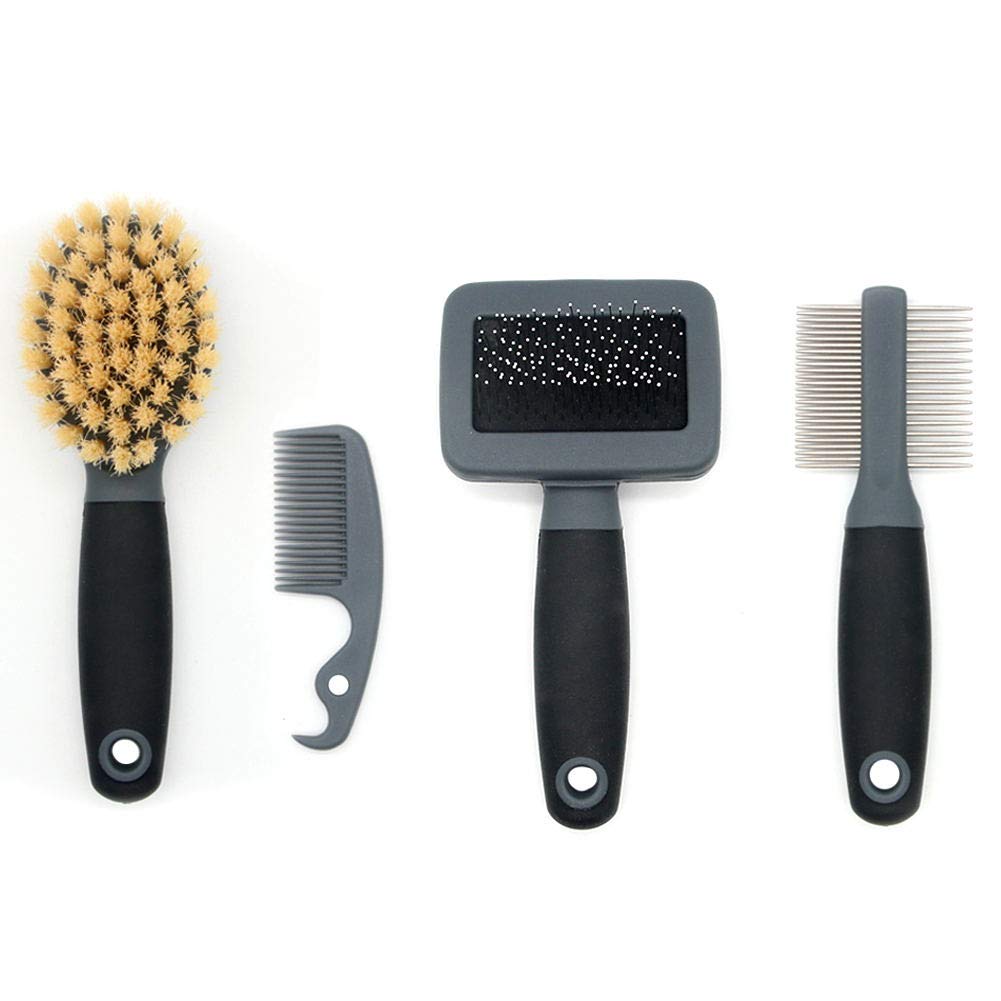 Puppy Grooming Kit Cat Flea Comb Brush, Soft Protection Salon Grooming Tools for Small Animals, Remove Dead Hair, Mats, Tangles, 4 Pcs