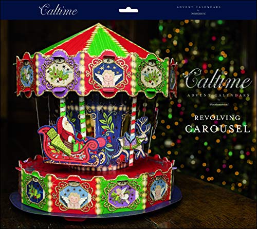 3D Pop Up Carousel Roundabout revolving carousel Advent Calendar 450mm x 370mm Gold foil and spot varnish