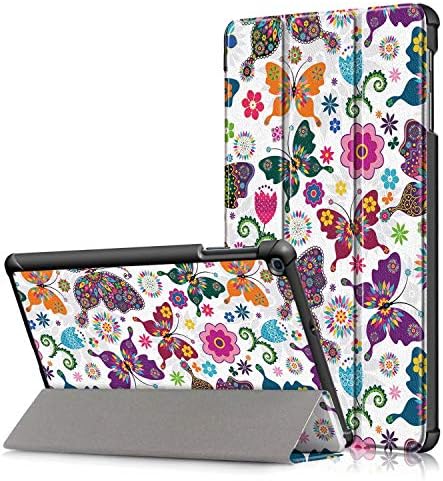 Galaxy Tab A 10.1 Case, T510 T515 Case, USTY Lightweight Slim Premium PU Leather Tri-Fold Stand Cover Shell for Samsung Galaxy Tab A SM-T510/SM-T515 10.1 inch Tablet 2019 Release, Colorful Butterfly