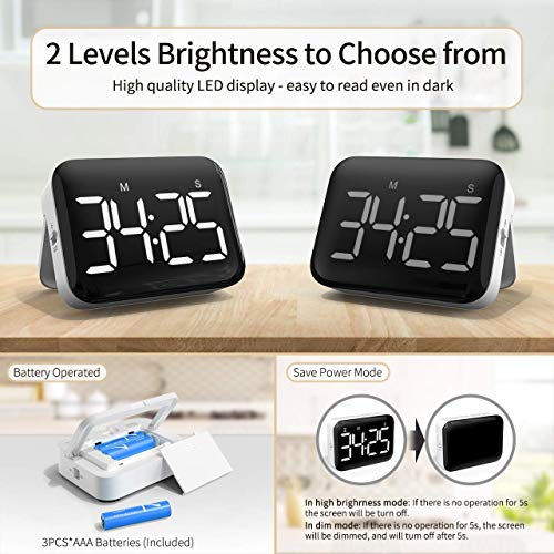 NOKLEAD Digital Kitchen Timer Countdown Count Up Timer with Large LED Display, 2