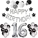 Puchod 16th Birthday Decorations, Happy Birthday Decoration Banner Number 16 Foil Ballon Party Decor Set with Tissue Paper Pom Pom Balls Black Gold Silver for Boy Men
