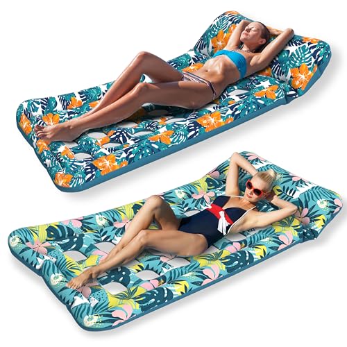 HomeKaren Oversized Pool Floats Lounge 2 Pack 73" X 33" 185 * 83.8cm, Inflatable Tanning Pool Floaties for Adults, Cooling Pool Raft Lounger Rafts & Ride-Ons for Party, Sea, Beach, Lake River