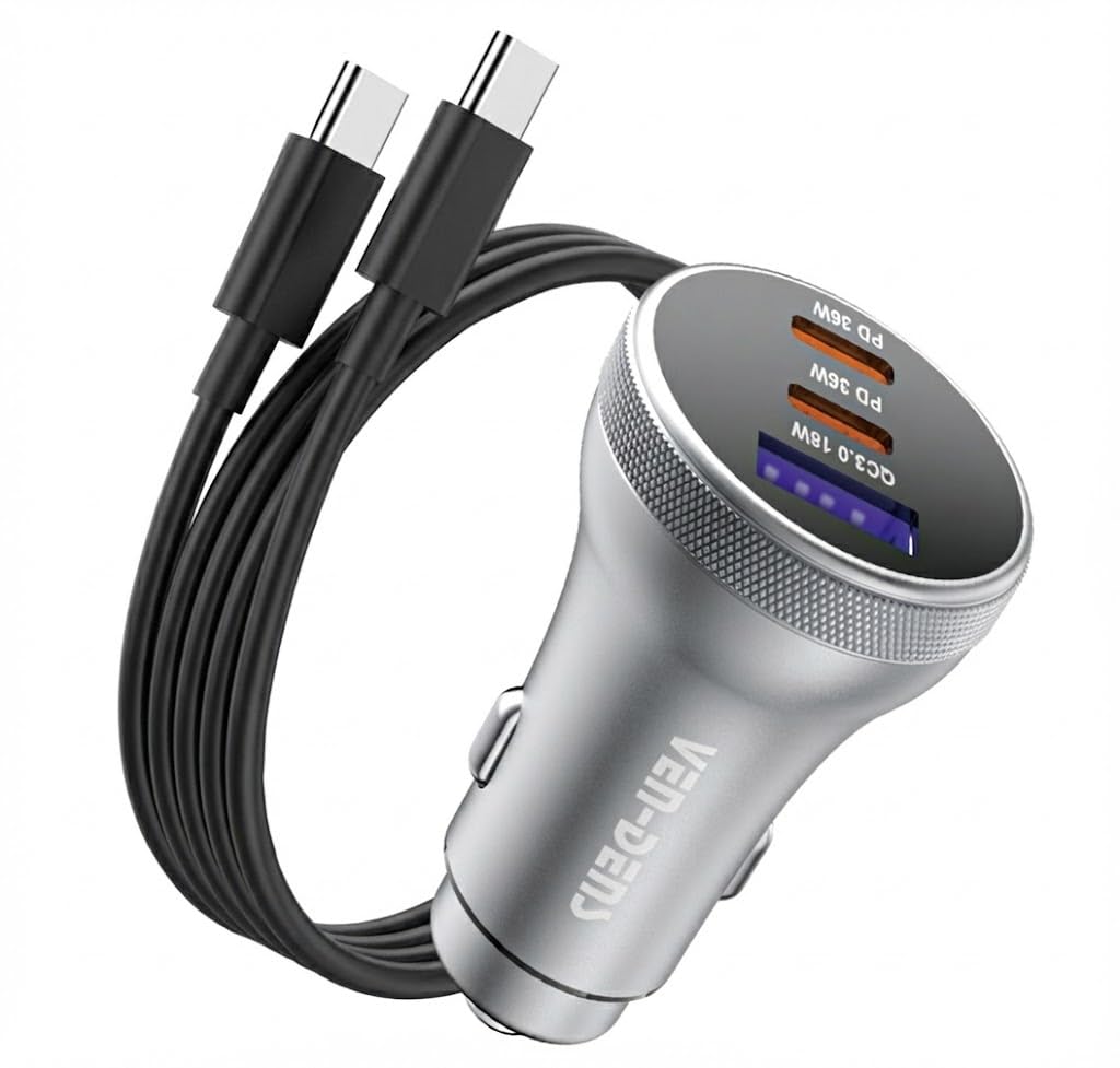 Car Charger 90W for iPhone 17 Pro 17 Pro Max Air/16e 16 Pro Max/16 Plus/16 Pro/15 Pro Max/Galaxy S26 S25 FE/S25+/S25 Ultra A36 A56 A17 A16 S24 S23 FE - USB C Fast Charging Phone Adapter with Cable