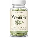 Cortivia Moringa Capsules - Pure Moringa Powder, Natural Green Superfood Supplement - 60 Capsules