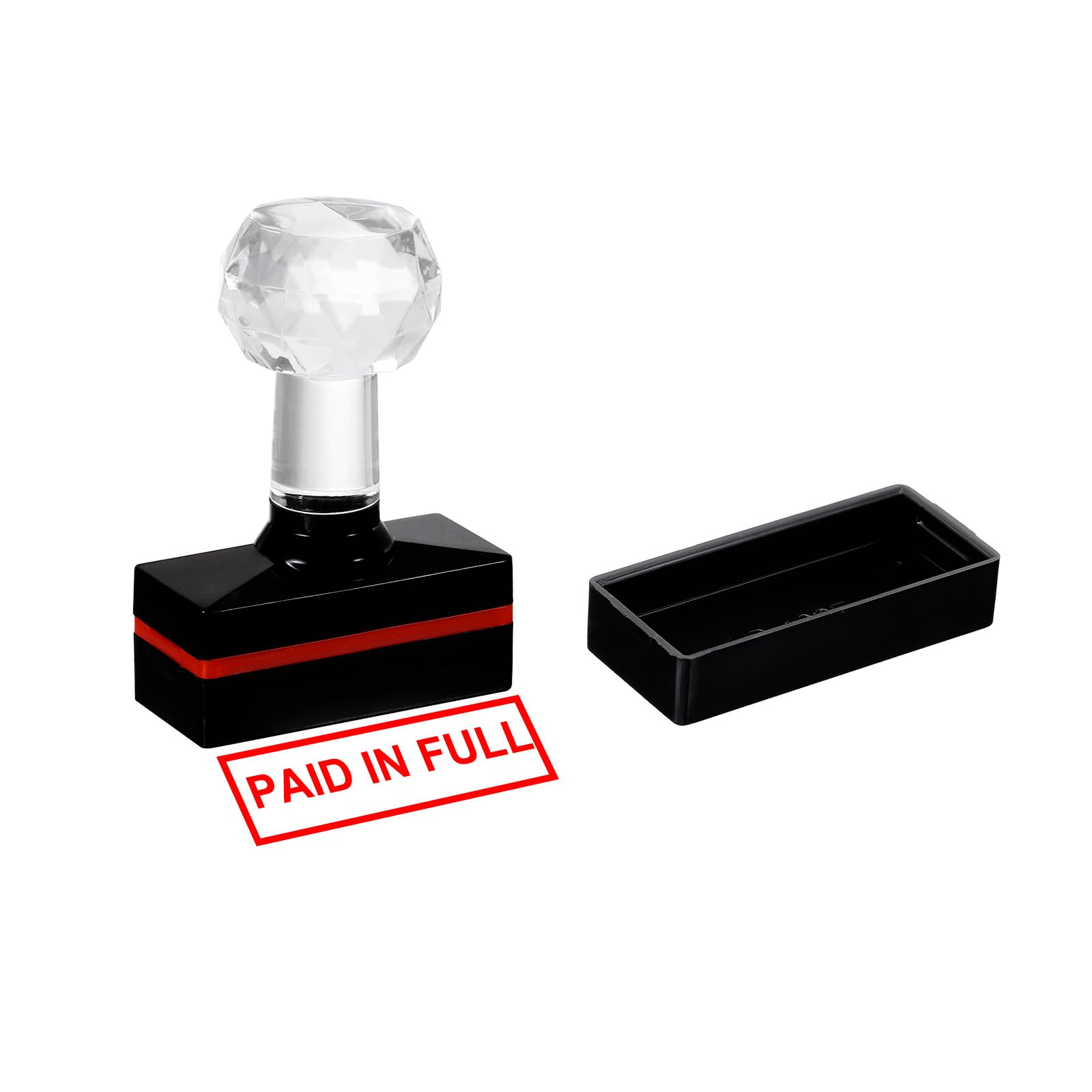 PATIKIL Paid in Full Stamp Self Inking, Red Ink Office Stamps Pre Inked Message Stamp Refillable Business Stamp, Black