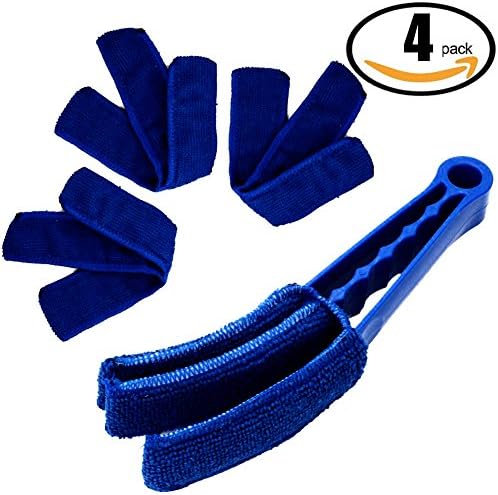 Window Blind Brush Shutter Cleaner - Window Air Cleaner With 4 Extra Microfiber Sleeves for Air Conditioner Window Shades Blinds Vertical Blinds Jalousie (8 inch Long Arm)