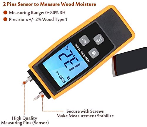 XINGDONG Holzfeuchtigkeitsmesser, LCD-Display mit Hintergrundbeleuchtung, für Holzfäller und Hausbesitzer zum Messen von… – Bild 5