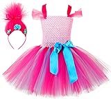 Tutu Dreams Hot Pink Princess Dress Up for Girls with Headband (L, Troll)