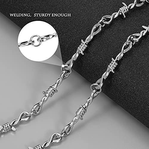 Punk Thorns Necklace Gothic Barbed Wire Chain Hiphop Rock Jewelry for Men Boys Women