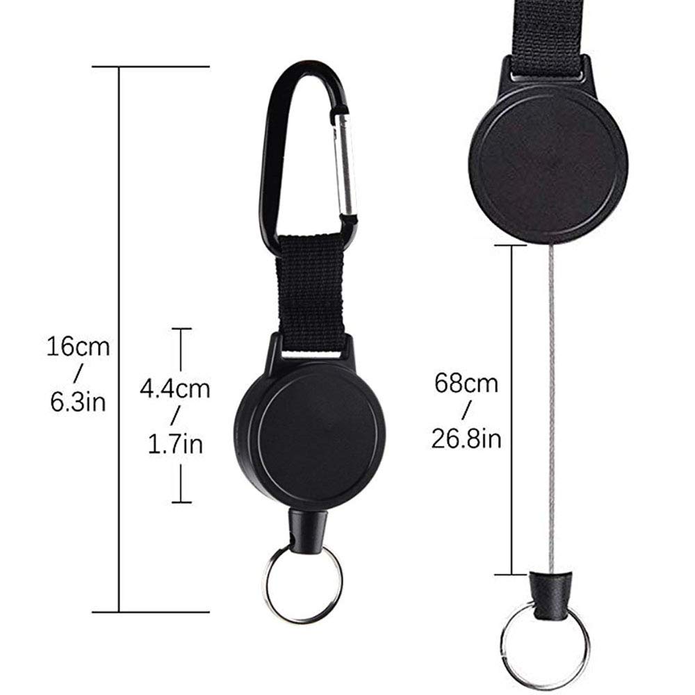 Portabadge E Portachiavi Retrattile 4 Pezzi - Fune In Metallo 64 Cm - Per Ufficio, Casa E Outdoor - 5