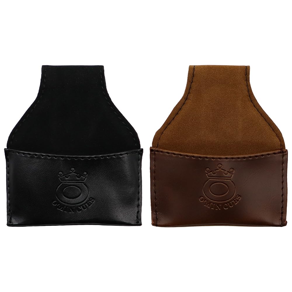 Tiardey 2Pcs Billiards Chalk Bag, Portable Billiard Chalk Bag, Bag PU Pouch Bag Accessory Black + Brown