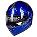 ILM Motorcycle Helmets Modular Dual Visor Flip-up Full Face Street Bike Racing Helmet DOT 5 Colors Model 808 (M, Blue)
