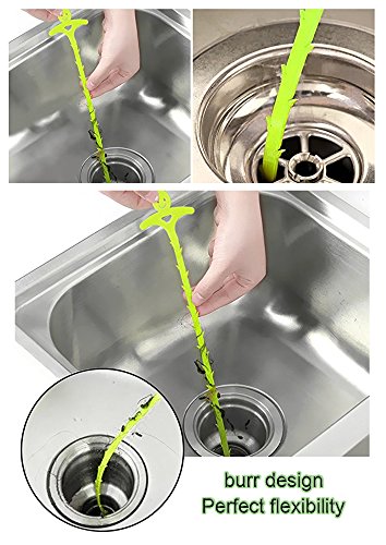 5 Pack Drain Clog Remover, Plastic Drain Snake Hair, Multi-tooth Drain Cleaning Tool, 20Inch Drain Cleaner Removal, Sink Bathtub Tube Hook Catcher with 2pcs Color Random Drain Plugs