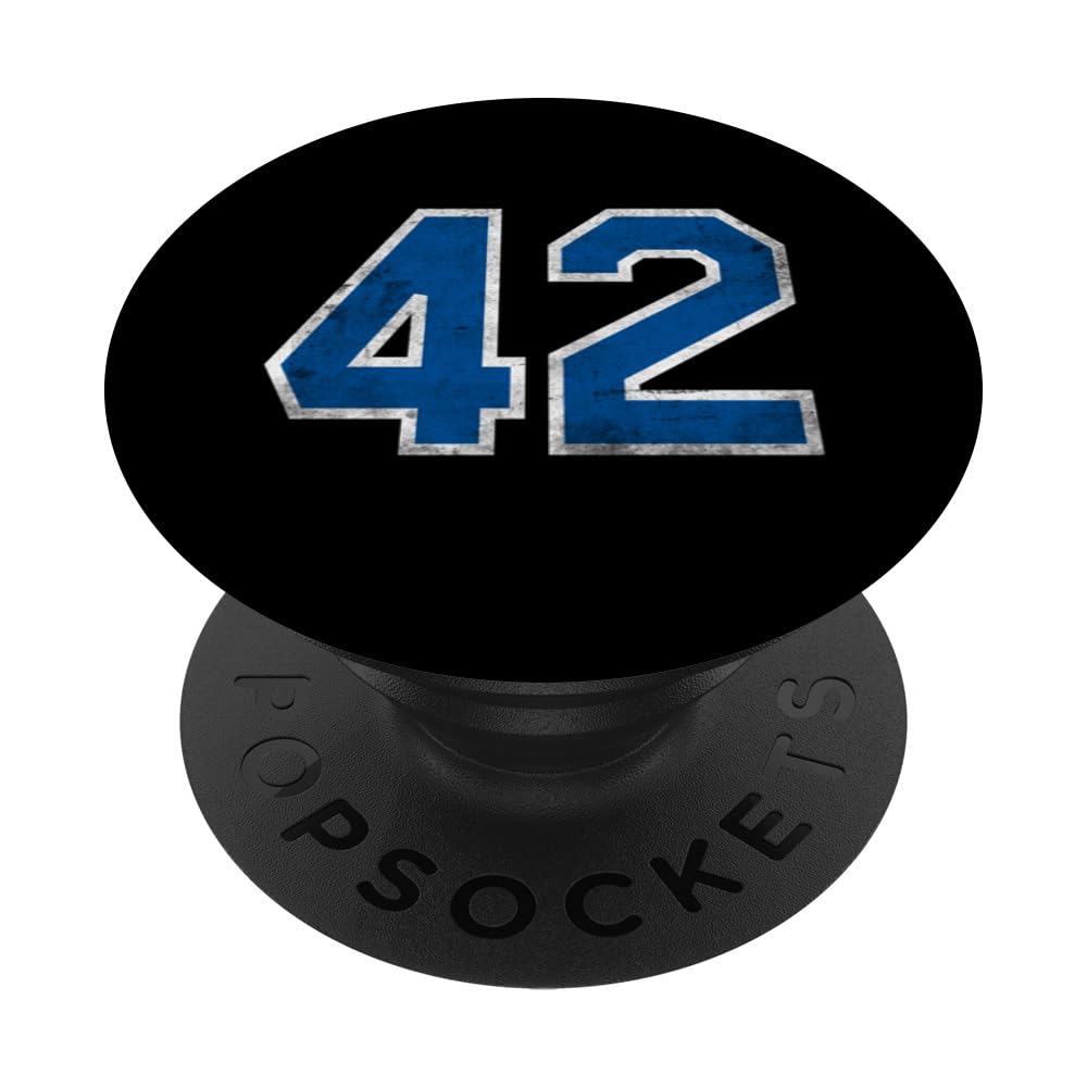 Number #42 Distressed Varsity Blue Number 42 PopSockets Swappable PopGrip