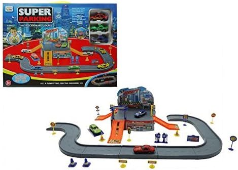 Small Super Sport Metal Cars Parking Garage Playset