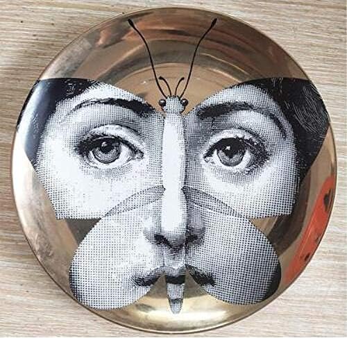 wsxnisddagr Plate Dish 10 Inches Fornasetti Plates Ceramic Holder Decoration Porcelain Decorative Wall Hanging Ornaments Living Room Table Decor Handmade