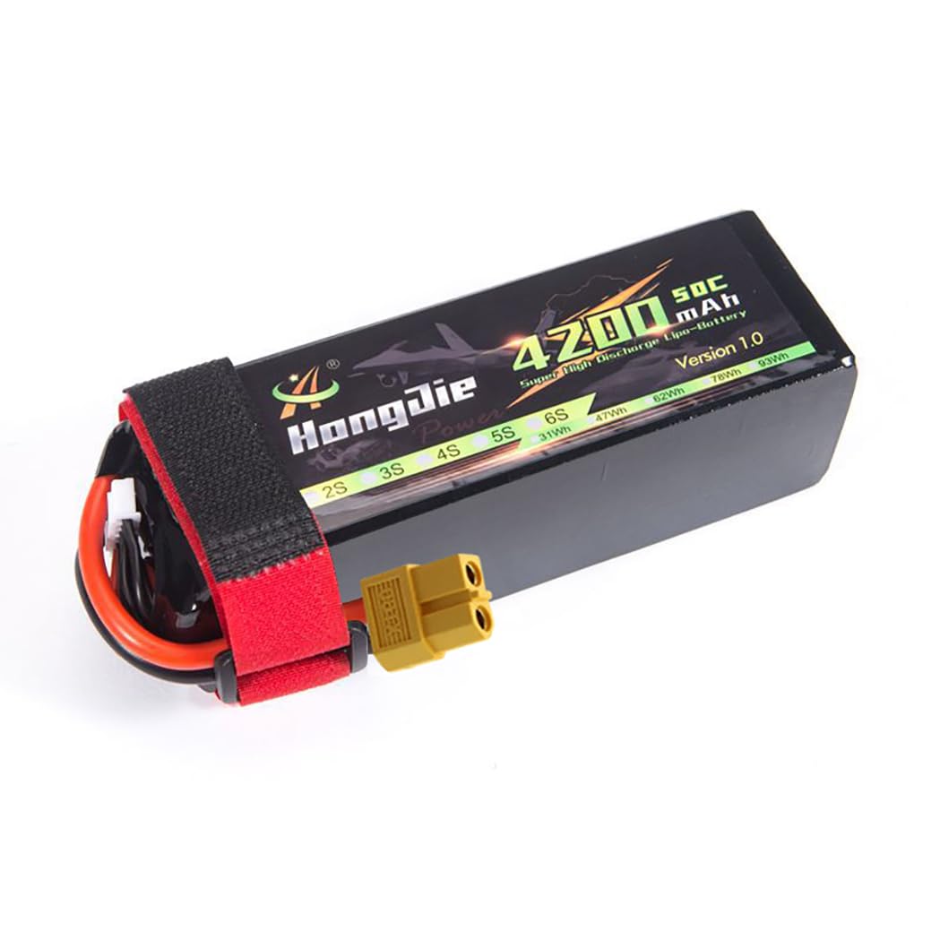 Rechargeable 4S 14.8V 4200mAh Lipo Battery 50C RC Toy Battery Pack with XT60 Plug Connectors for 1/8 1/10 Remote Airplane Helicopter Quadcopter Car Truck Boat (XT60)