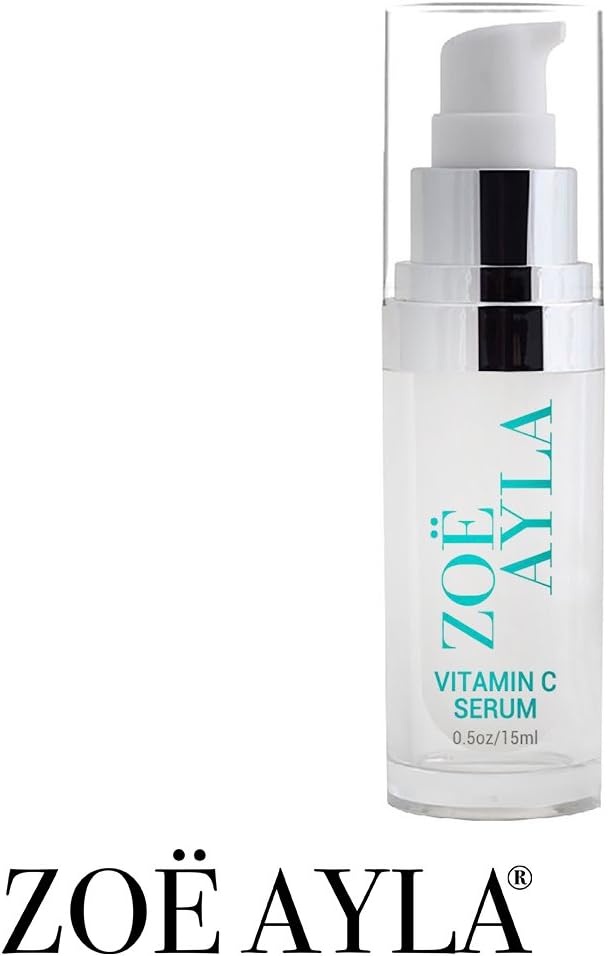 Zoë Ayla Vitamin C Serum For Face, Highly Conentrated Anti Aging Topical Facial Serum with Hyluronic Acid & Vitamin E, Anti Wrinkle Complex, Eyes Natural Ingredients for Acne, Fades Age and Sun Spots